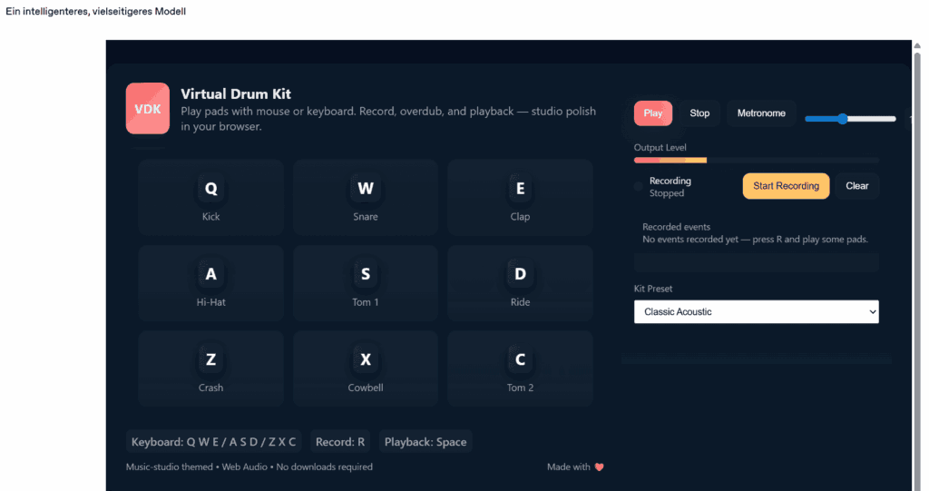beispiel schlagzeuggenerator openai website