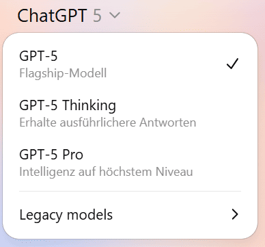 chatgpt 5 modellauswahl