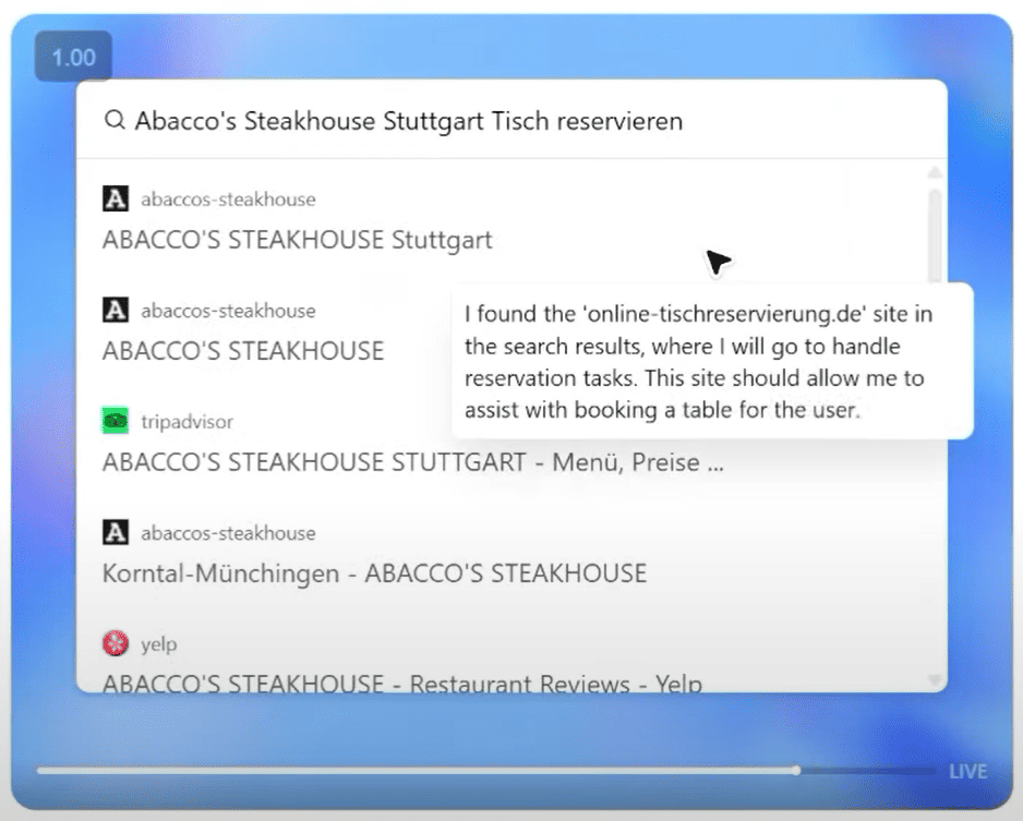 chatgpt agent mode beispiel recherche nach top steakhouse