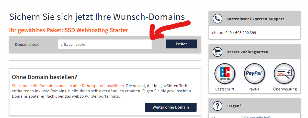 domain auswaehlen