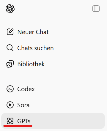gpts im menue von chatgpt finden