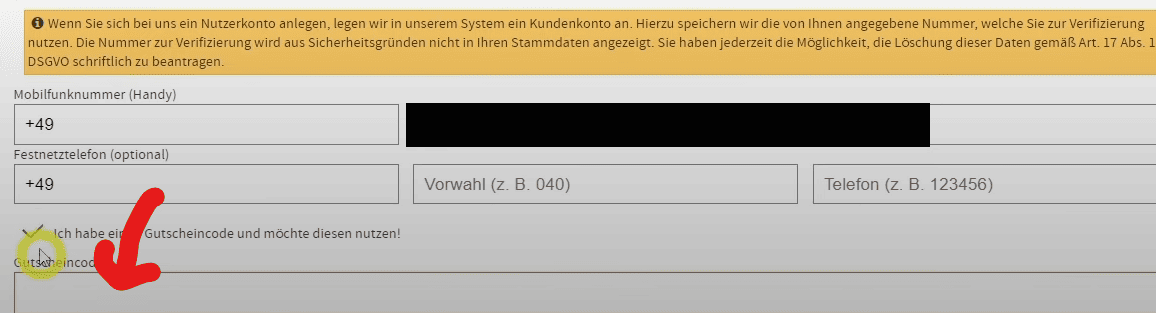 webgo gutschein eingeben schritt 2