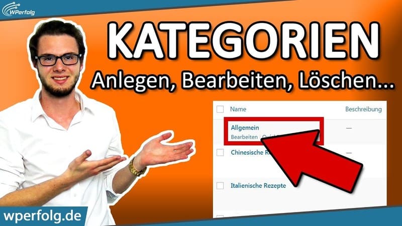 wordpress kategorien erstellen anlegen bearbeiten hinzufuegen loeschen als menue